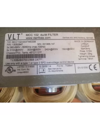 Filtro de salida Danfoss mcc102a303tme00b para inversor fc
